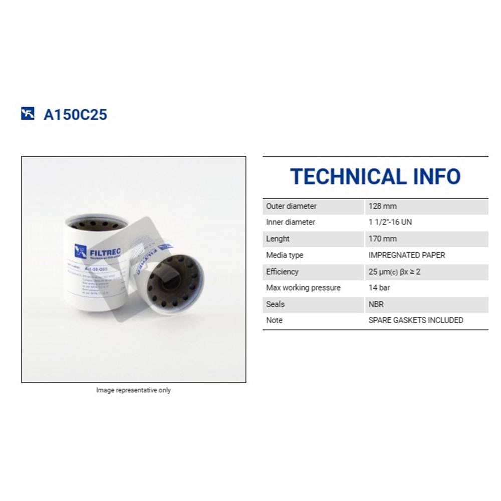 FILTREC A150C25 SPIN-ON CARTRIDGE