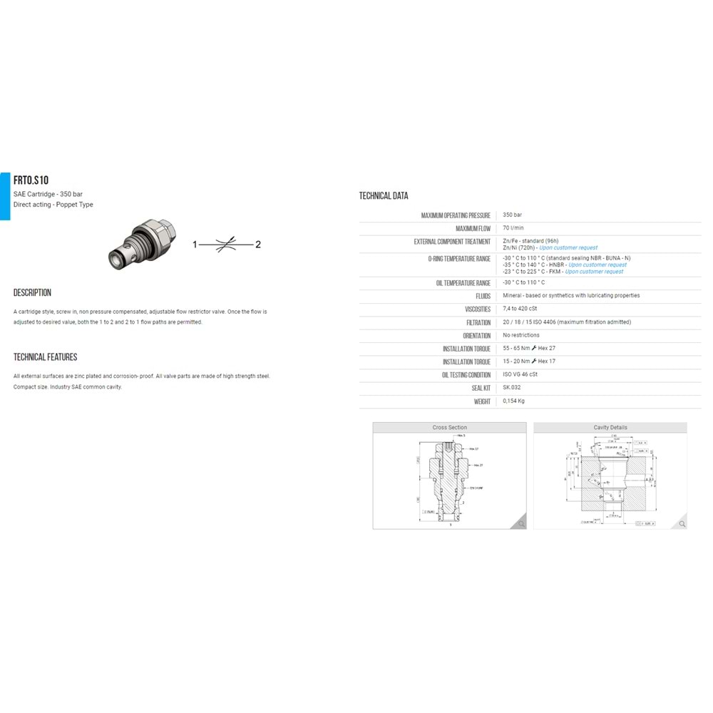 VIS FRT0.S10.00 PRESSURE FLOW CONTROL VALVE