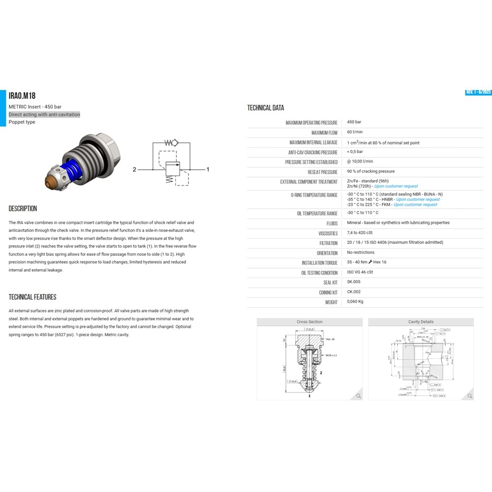 VIS IRA0.M18.0V.240 RELİEF VALVES