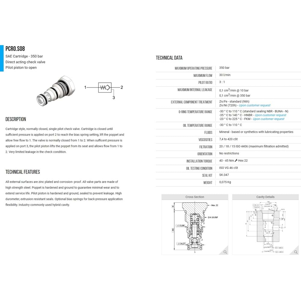 VIS PCR0.S08.0Y CHECK VALVES