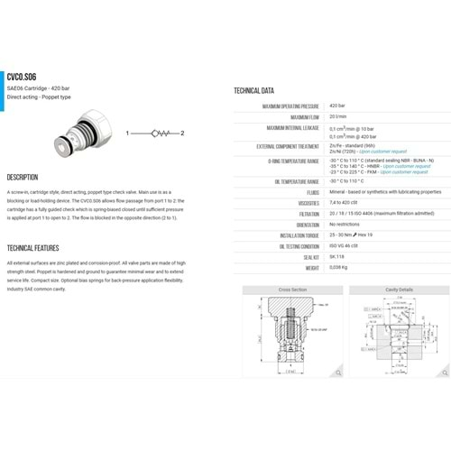 VIS CVC0.S06.0Y CHECK VALVES