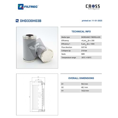 FILTREC DHD330H03B FILTER ELEMENT