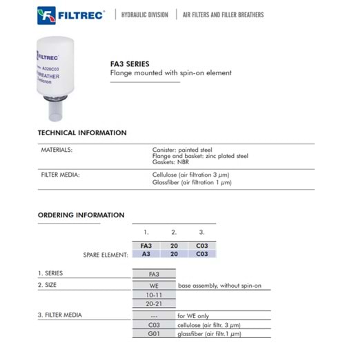 FILTREC FA320C03 AIR FILTER