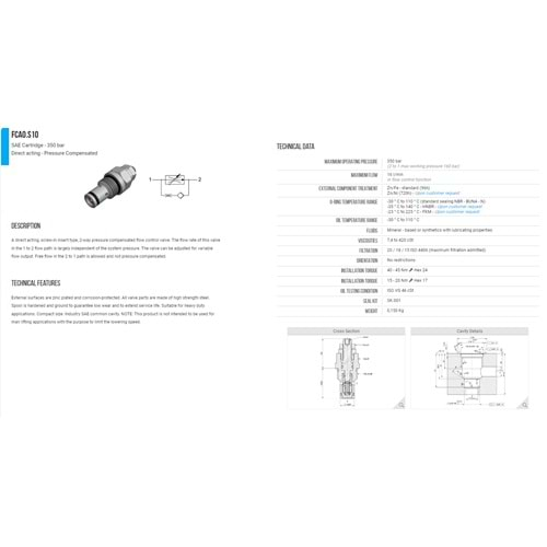 VIS FCA0.S10.00 PRESSURE FLOW CONTROL VALVE