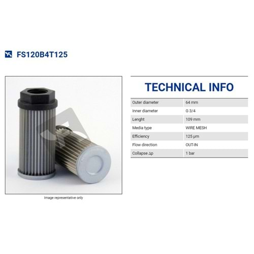 FILTREC FS120B4T125 SUCTION ELEMENT