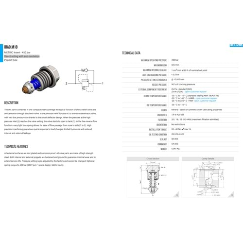 VIS IRA0.M18.0V.240 RELİEF VALVES
